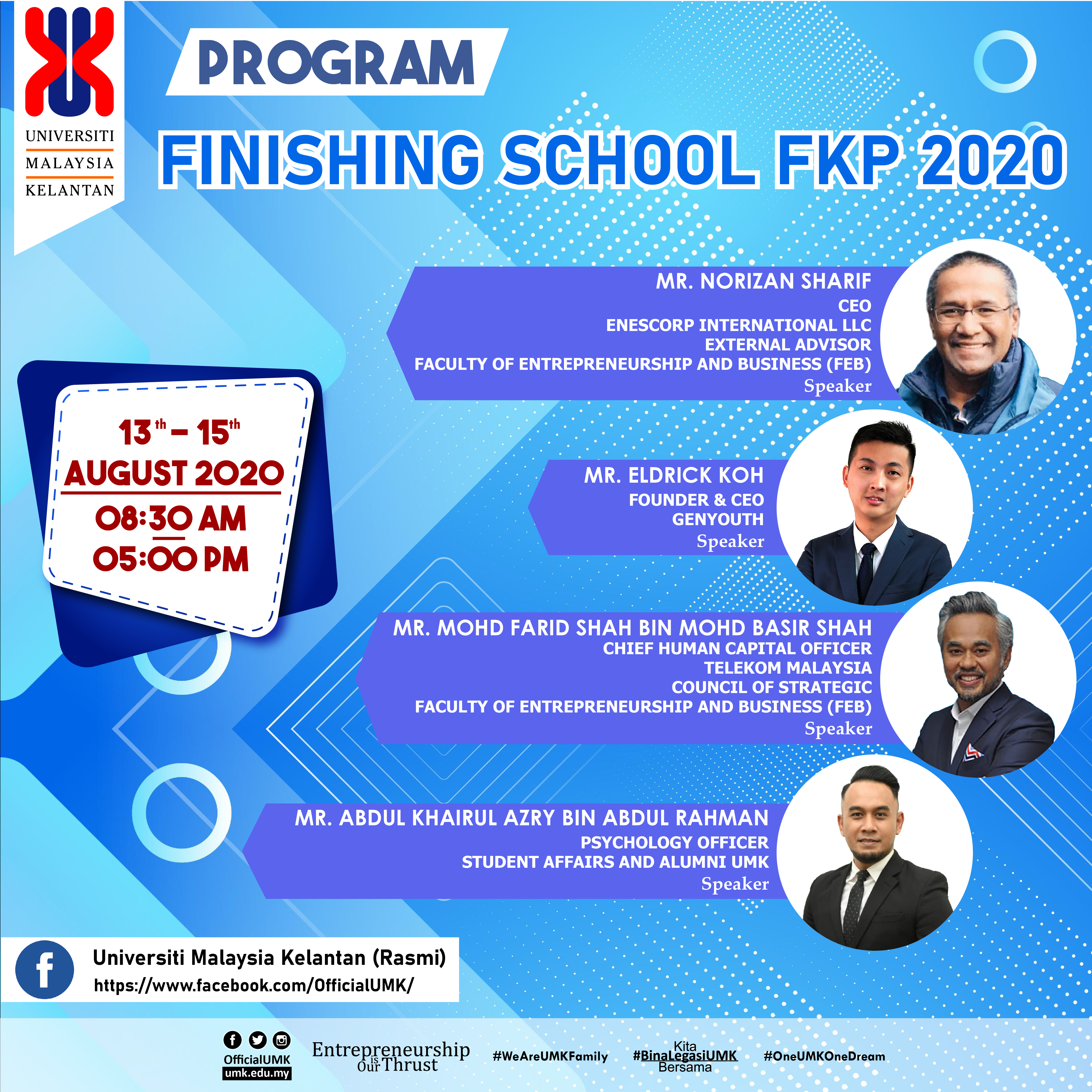 BENGKEL FINISHING SCHOOL 2020 SECARA ONLINE BAGI PELAJAR TAHUN AKHIR  FAKULTI KEUSAHAWANAN DAN PERNIAGAAN UNIVERSITI MALAYSIA KELANTAN